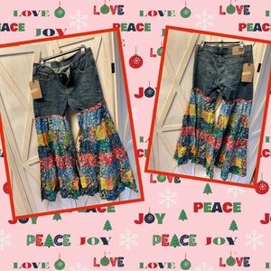 Boho Upcycled Jeans 32X33